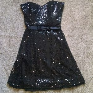 Betsey Johnson Evening Black Silk Sequin Dress - image 1